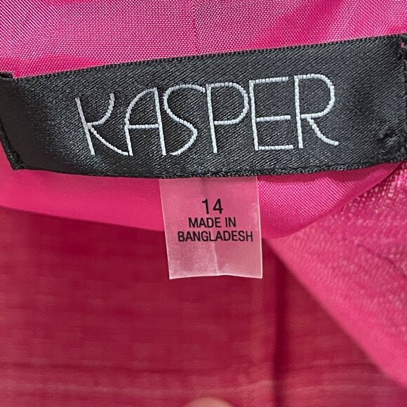 Kasper Linen Blend Jacket Blazer Barbie Pink Size 14 Tweed Career Workwear - Picture 6 of 8